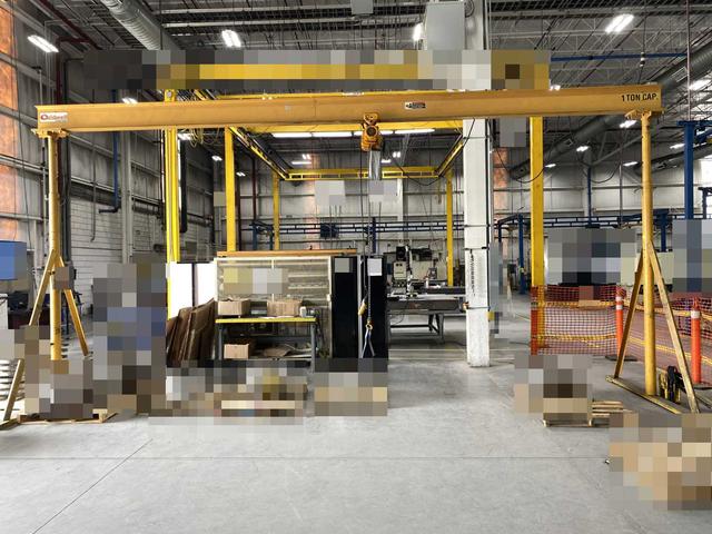 Caldwell Krane-King Gantry Crane 1000 Lbs. Max Capacity 22' x 23' x 10' TS w/ Harrington NER005LO 1Ton Hoist. 460V, 3-Phase, 3/4 HP