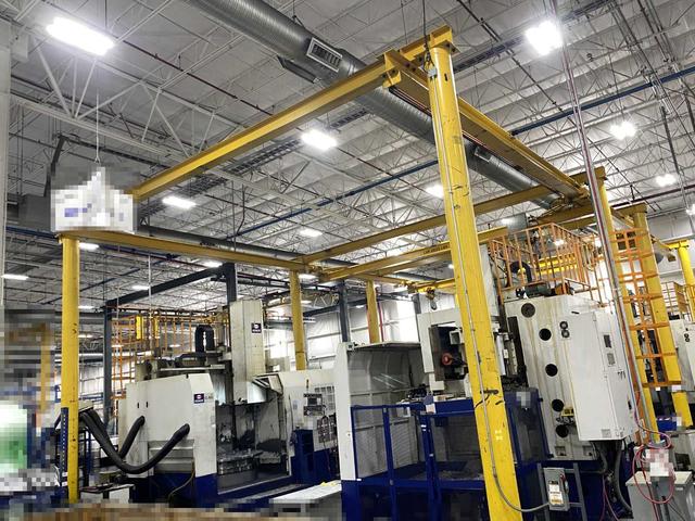 MBI Freestanding Workstation Bridge 2000 Lbs. Max Capacity 36' x 40' x 18' TS w/ CM Lodestar L 1Ton Hoists 460V, 3-Phase