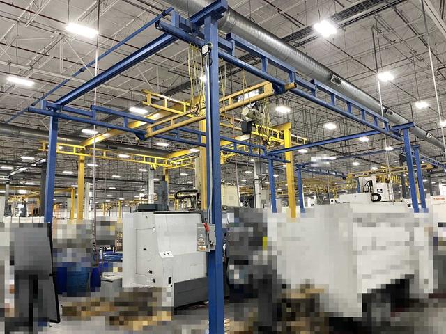 Gorbel Freestanding Workstation Bridge 1000 Lbs. Max Capacity 16' x 31' x 13' TS w/ Coffing JLC1V163LCX 1/2Ton Hoist. 460V, 3-Phase, 1/2 HP