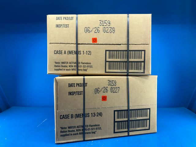 06.26 MRE Case FREE SHIP A/B Combo (24 Pack 2 Cases) U.S. Military Genuine Ready to Eat Meals Case A and B