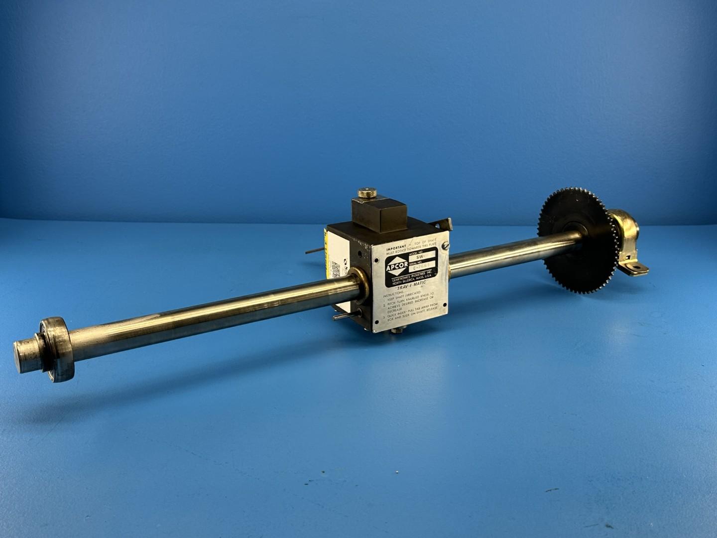 APCOR Geartronics Trav-I-Matic SW Traversing Unit with Rotating Shaft, Sprocket and End Bearings