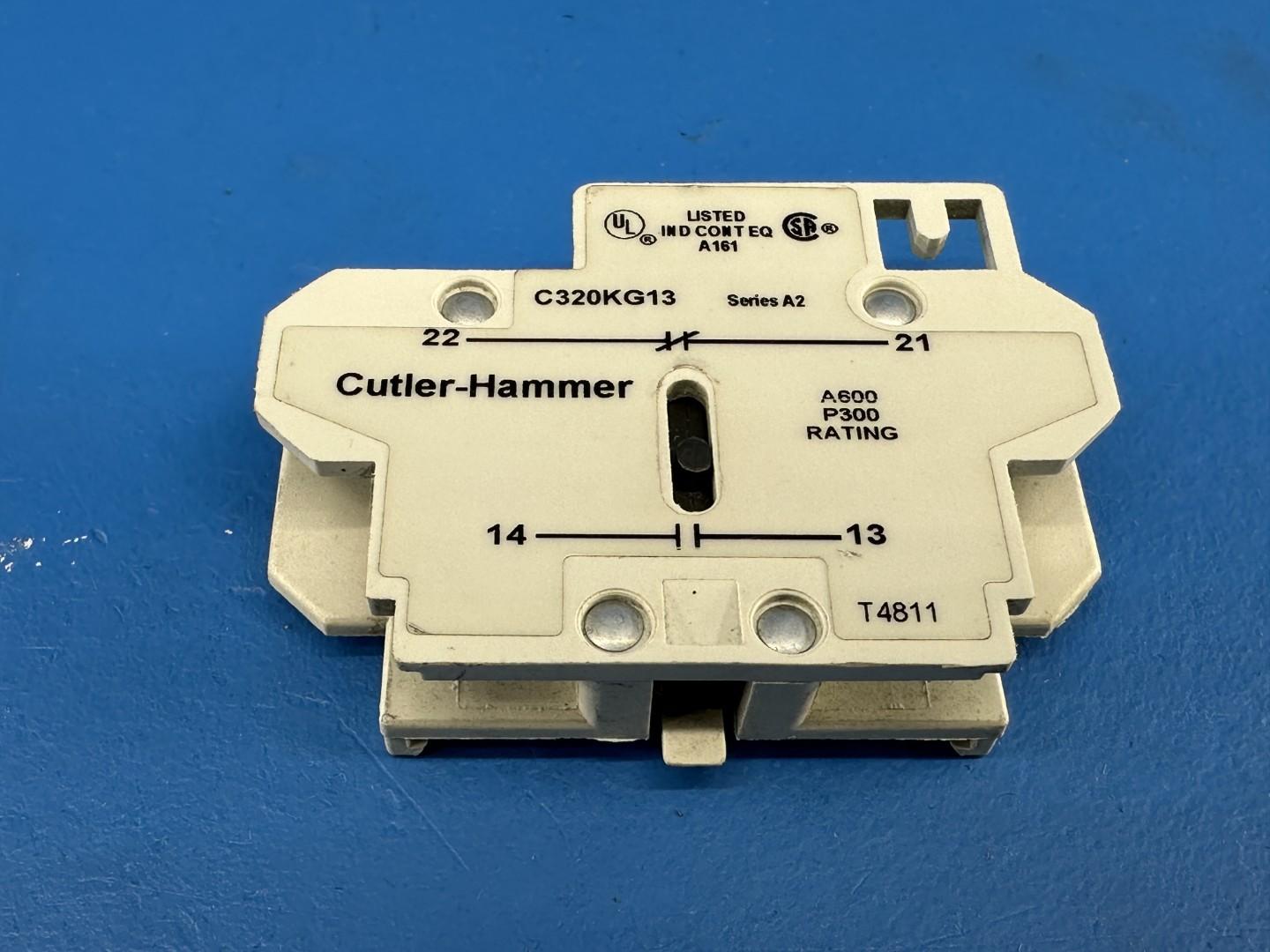 Eaton Cutler-Hammer C320KG13 Side-Mount Auxiliary Contact Block, 1NO-1NC, 10A, 600VAC