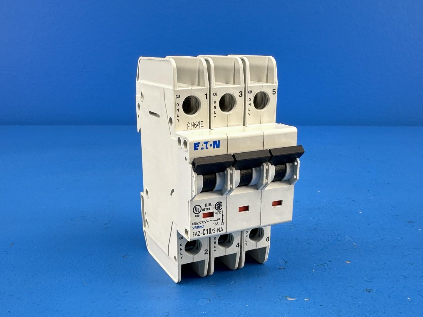 Eaton FAZ-C10/3-NA, Miniature Circuit Breaker, 3-Pole, 10A
