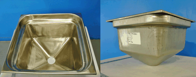 Drop In Stainless Steel Sink Cone Bottom 17.5"x17.5x12 deep.