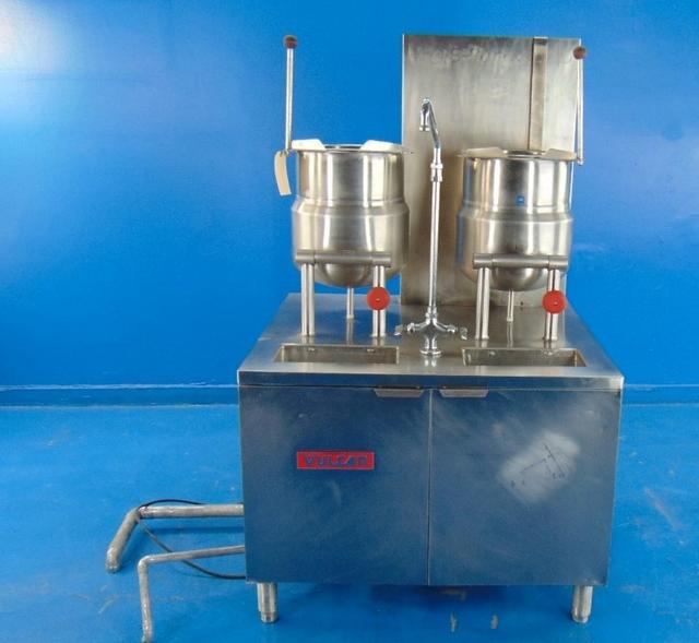 Vulcan 2T2036G - Two 24-Quart Jacketed Tilting Kettle - Gas Boiler Base - Commercial Kitchen Equipment