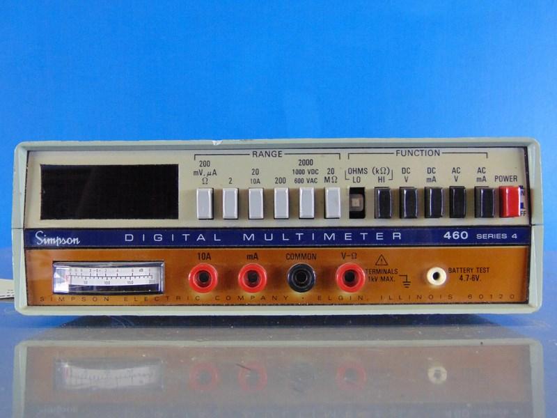 Simpson 460D Series 4 Digital Multimeter, Line-Powered Bench Instrument, 120 VAC 50-400 Hz 10 VA, 1 kV Max Terminals