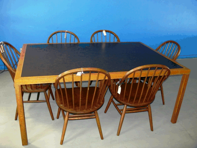 Solid Oak 4'x6' Rectangular Tables slate looking top priced w/o chairs
