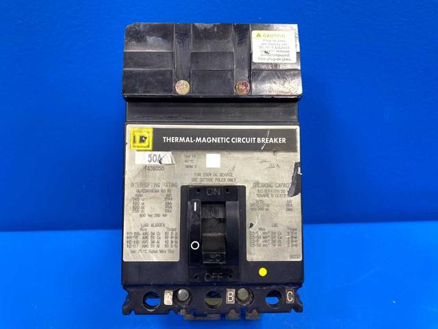 50 Amp I-Line Circuit Breaker Square D FA36050 600V 3-Phase 3-Pole