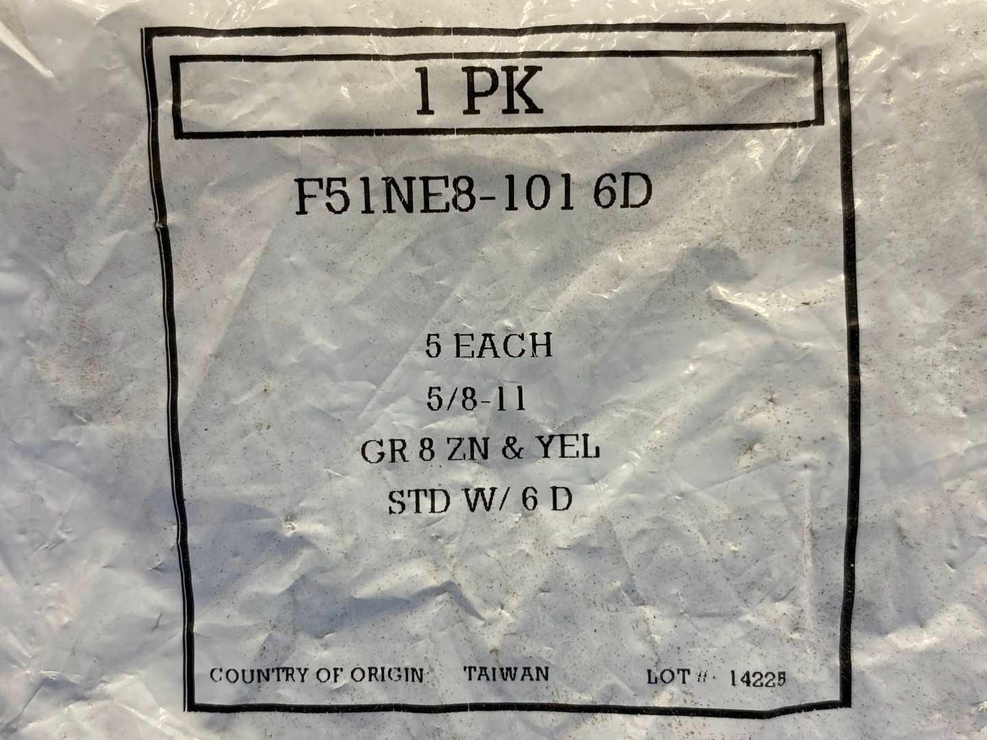Gr8Zn&Yel F51NE8-101 6D 5/8-11 Self Locking Nut (Packs of 5 Each)
