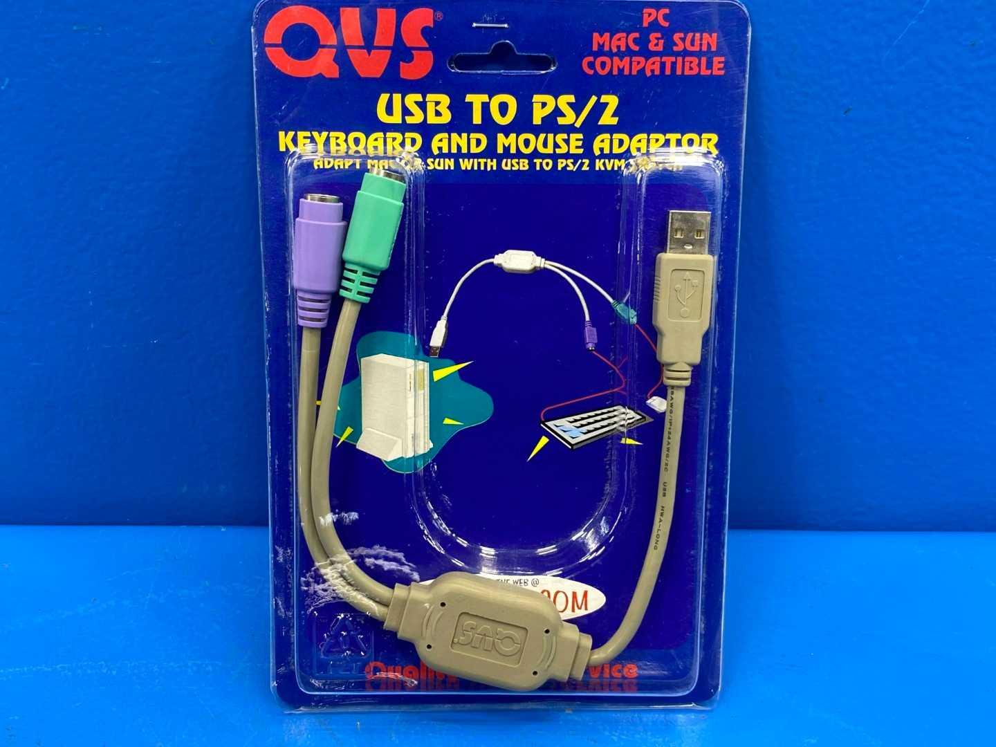 PS2 to USB Adapter Keyboard and Mouse QVS USB-PS2Y Dual PS/2 Female to USB Converter Cable PC Mac New
