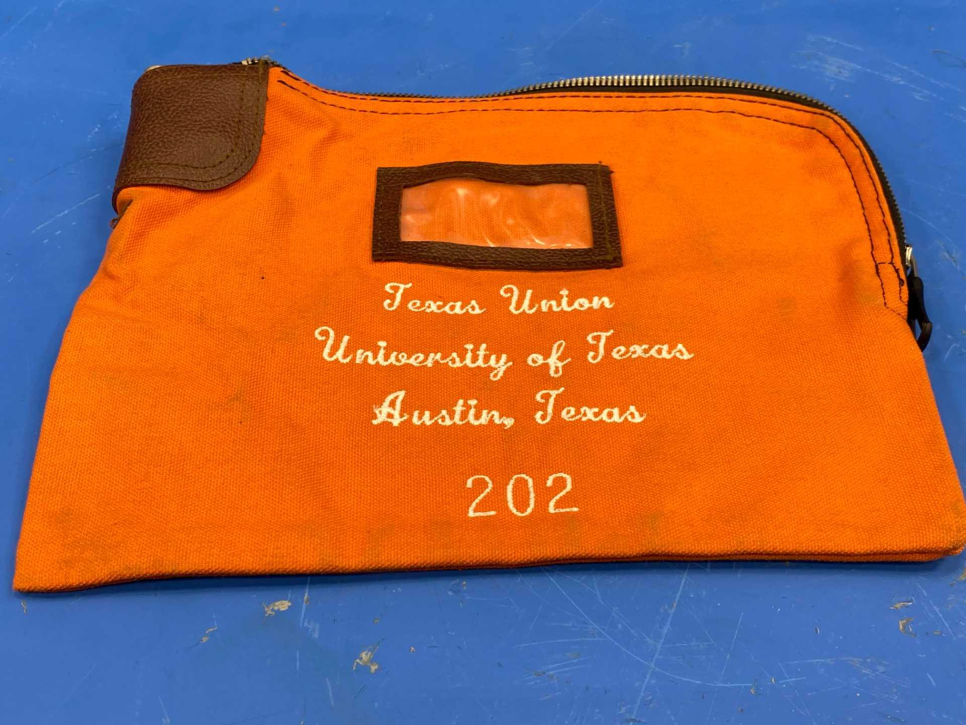 Rifkin Safety SacX Vintage University of Texas Bank Bag w/ Arcolock 9"x11" (Orange)