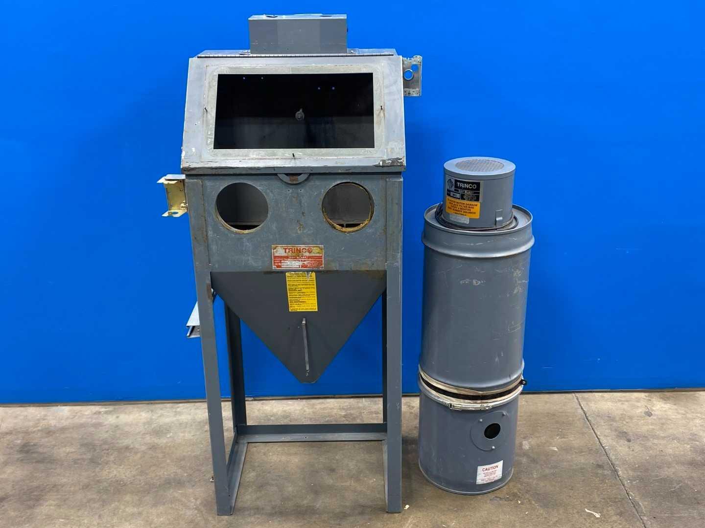 Sandblast Cabinet Trinco 24/BP w/ BP2 Dust Collector - 40"W - Used, Working When Removed
