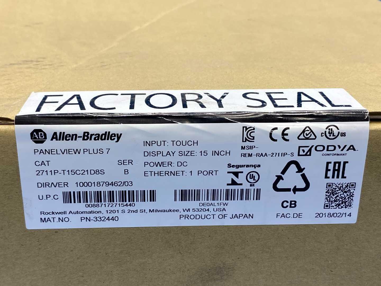 Allen-Bradley PanelView Plus 7 2711P-T15C21D8S Allen Bradley 7.0 1500 FACTORY SEALED