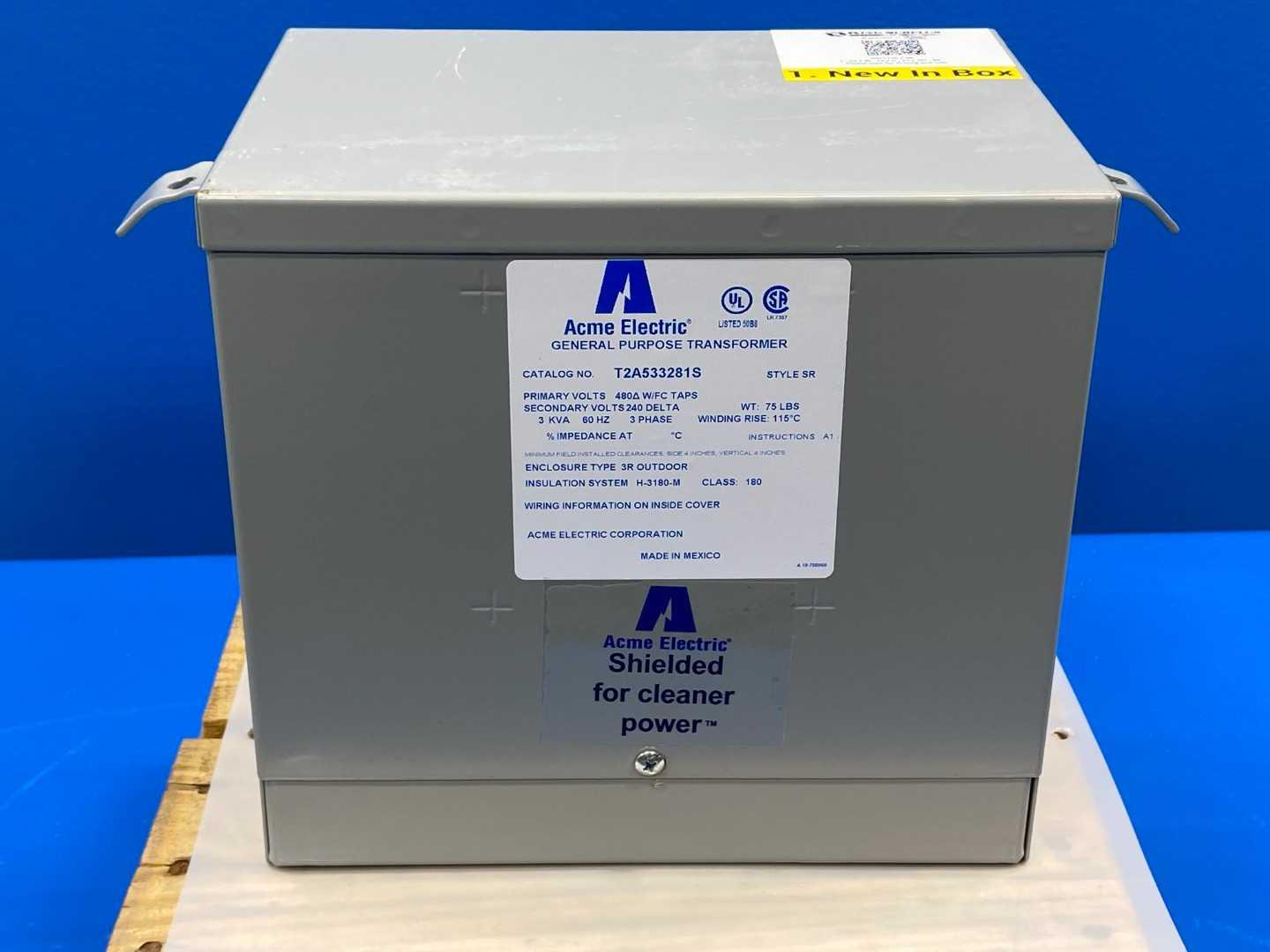 480V to 240/120V 3 KVA 3-Phase Dry Type Distribution Transformer NEMA 3R Acme T2A533281S (FC Taps)