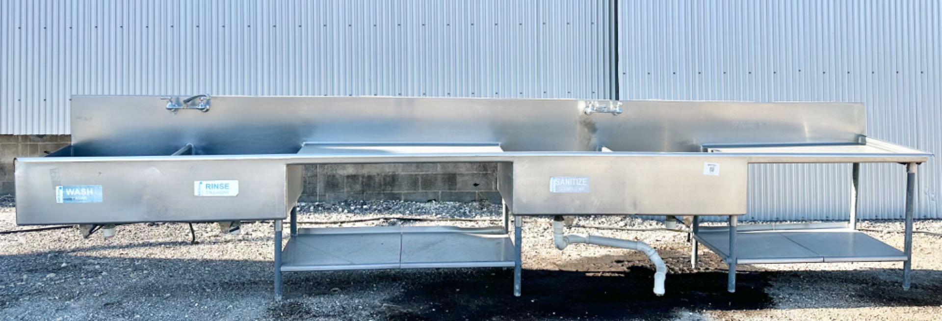 ARChem 4 Compartment 18' long -- stainless steel sink / wash station