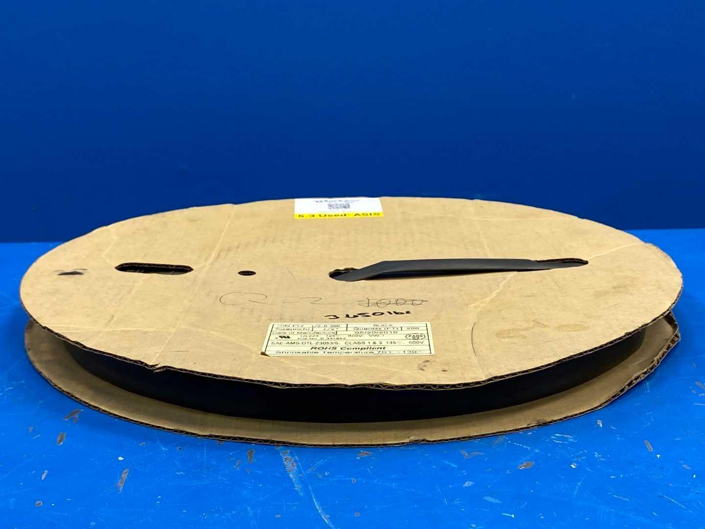 WOER FT2 1/2-0-200, 1/2" Black Polyolefin Heat Shrink Tubing, 2:1, 600V, 200 FT Spool
