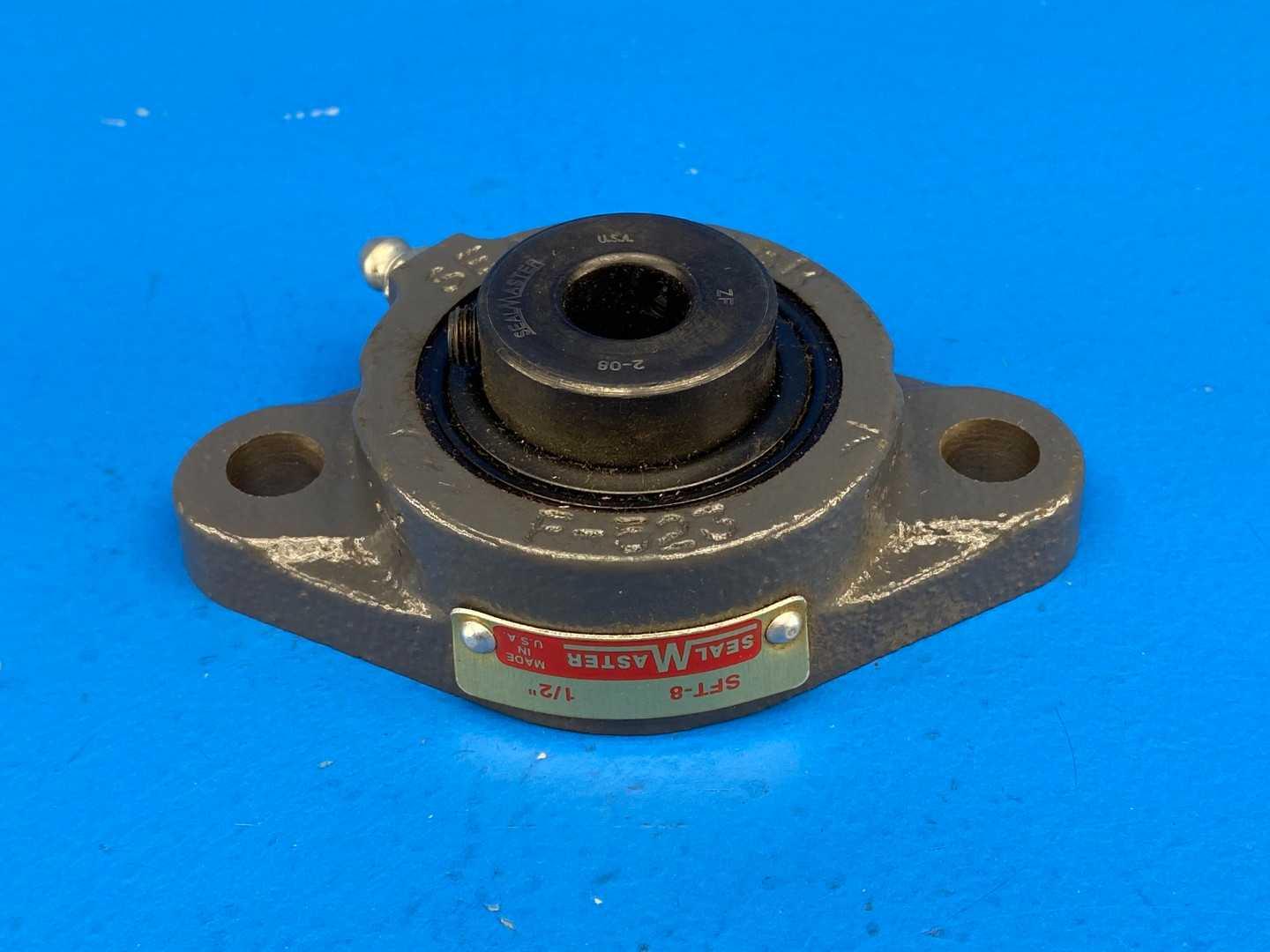 SealMaster SFT-8 Flange-Mount Ball Bearing Unit, 1/2" bore / 2-bolt flange / set screw locking