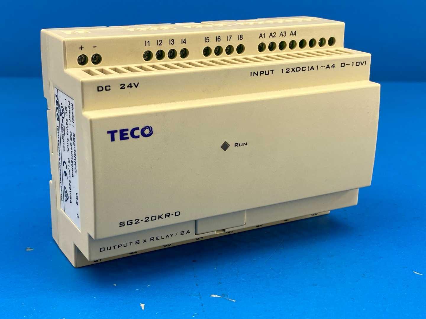 Teco SG2-20KR-D Programmable Logic Controller, 24VDC Input, 8 Relay Outputs (240VAC/8A)