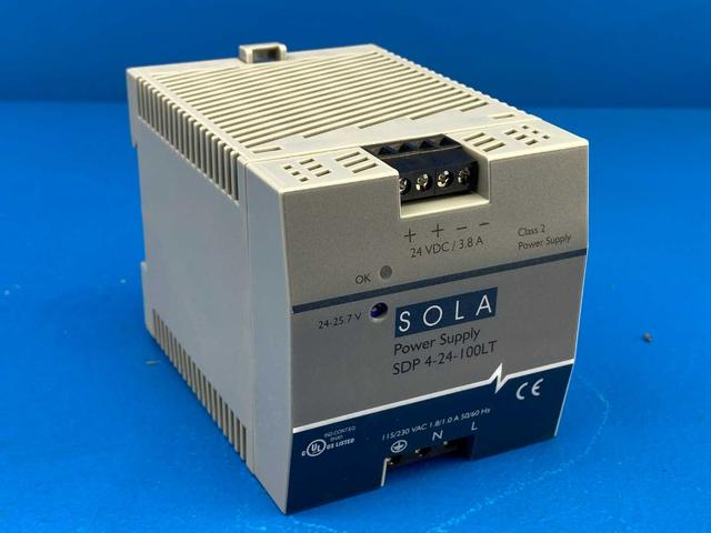 Sola/Hevi-Duty SDP4-24-100LT AC/DC DIN Rail Power Supply 115/230VAC 24VDC 3.8A Output Current