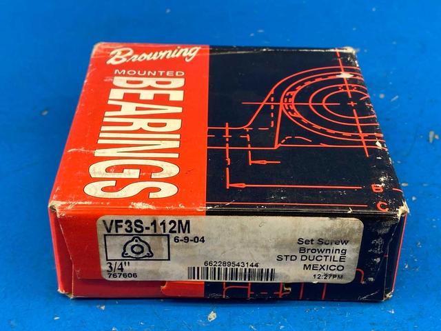 Browning VF3S-112M 3/4" Bore 3-Bolt Round Ball Bearing (Sealed)
