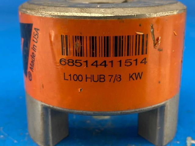 Lovejoy L-100 Jaw Coupling Hub 0.875 in Bore Finished w/ Keyway & SS, Iron Material