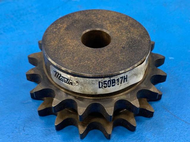 Martin D50B17H Double Roller Sprocket Bored to Size - B Hub, 17 Teeth, 0.75 in Stock Bore, Steel Material