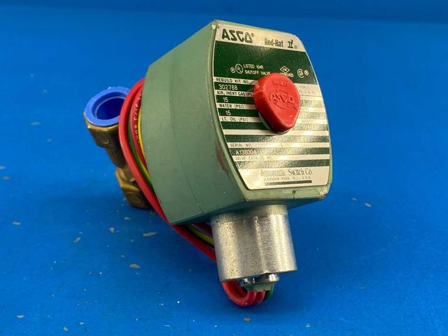 ASCO Red-Hat 8030G13 Solenoid Shutoff Valve - 3/8" NPT, 15 PSI, Air/Water/Oil