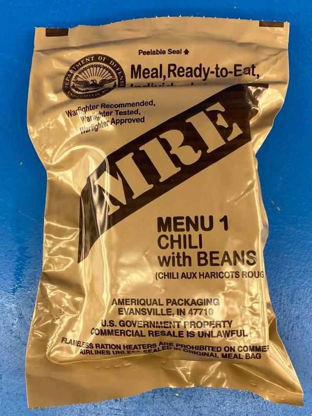 MRE Meal 2025, Ready-to-Eat Menu 1 Chili with Beans