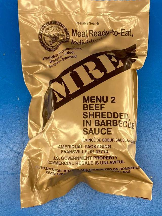 MRE Meal 2025, Ready-to-Eat Menu 2 Beef Shredded in Barbecue Sauce