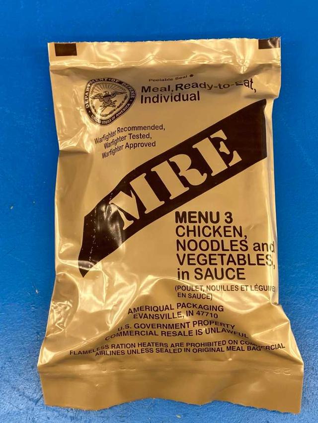 MRE Meal 2025, Ready-to-Eat Menu 3 Chicken, Noodles and Vegetables in Sauce