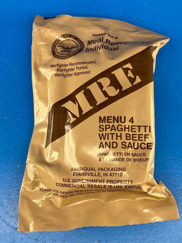 MRE Meal 2025, Ready-to-Eat Menu 4 Spaguetti with Beef and Sauce