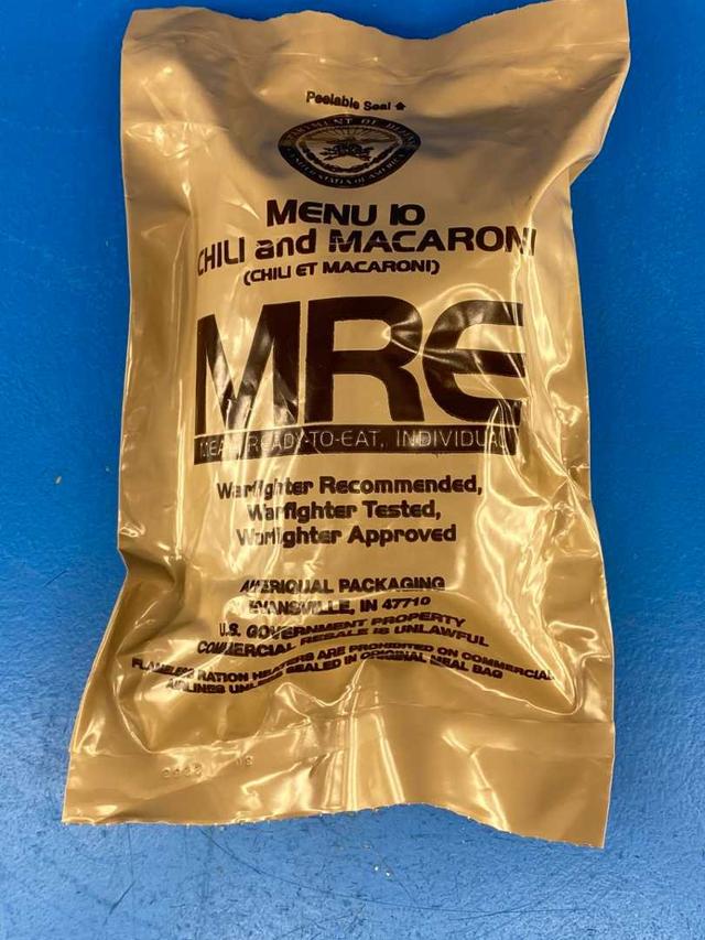 MRE Meal 2025, Ready-to-Eat Menu 10 Chili and Macaroni