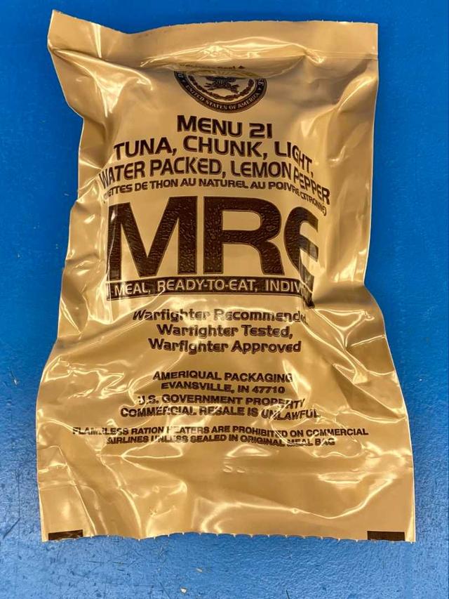MRE Meal 2025, Ready-to-Eat Menu 21 Tuna, Chunk, Light, Water Packed, Lemon Pepper