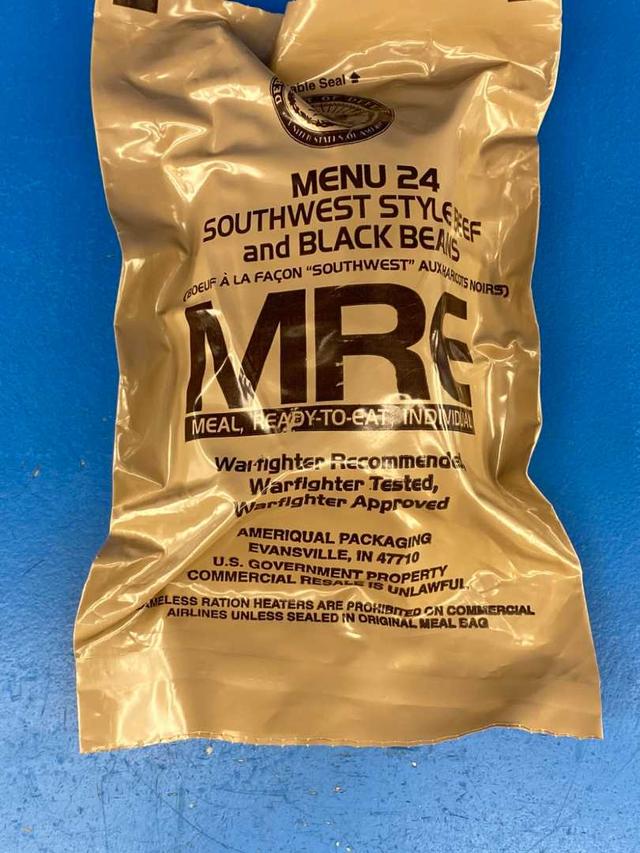MRE Meal 2025, Ready-to-Eat Menu 24 Southwest Style Beef and BlackBeans