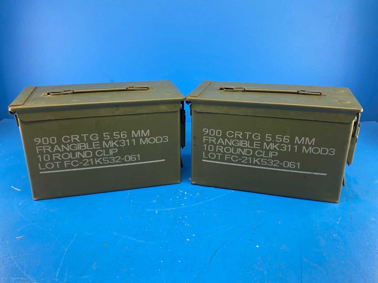 Pack of 2 - Ammo Can U.S. Military Surplus M2A2 (Stamped) .50 Cal 5.56mm (Stencil) Grade 3 