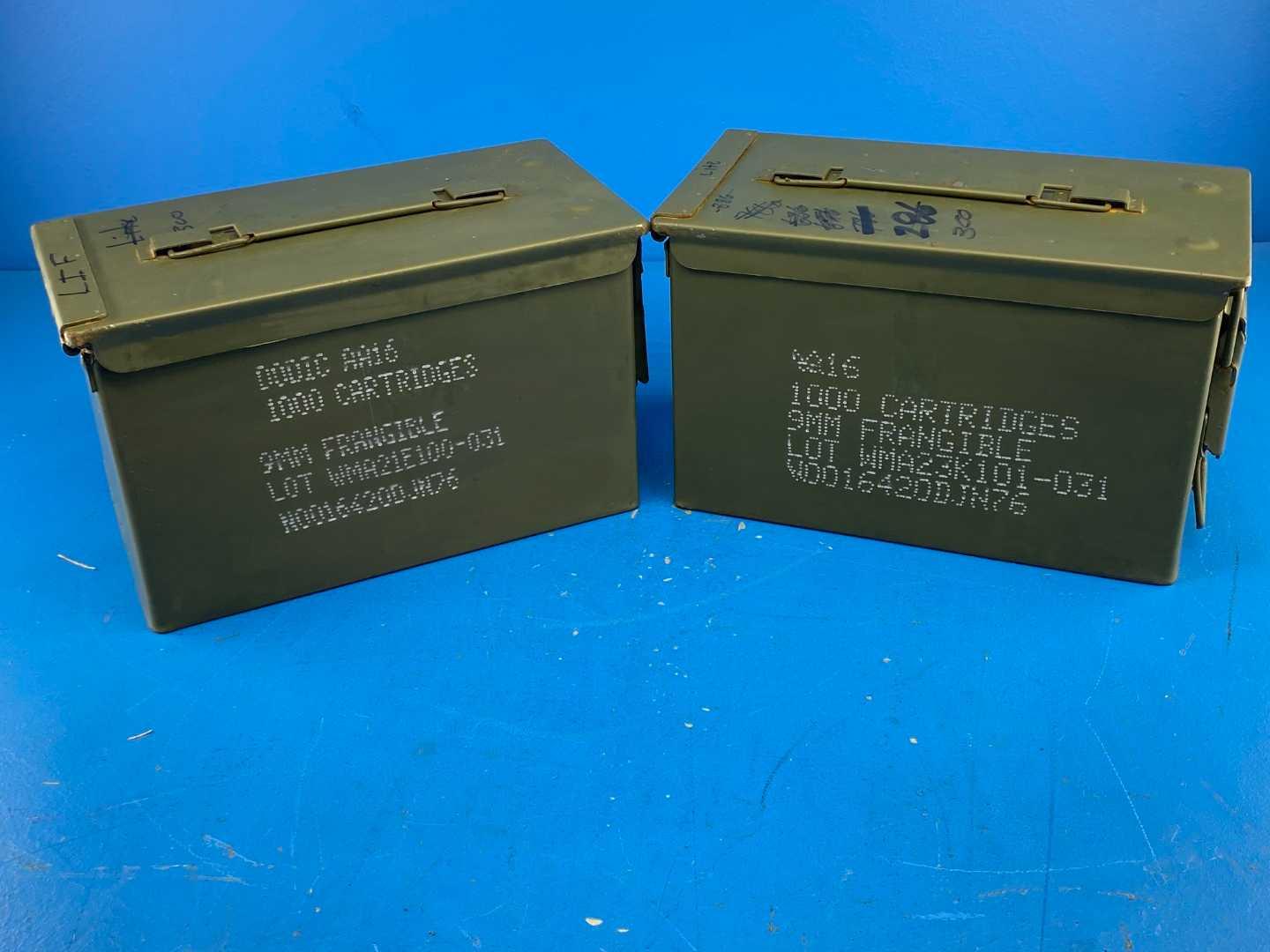 Pack of 2 - Ammo Can U.S. Military Surplus AA16(Stamped) 9mm Frangible (Stencil) Grade 3