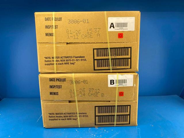 2026 Military MRE Case FREE SHIP A/B Combo (24 Pack 2 Cases) U.S. Military Genuine Ready to Eat Meals Case A and B
