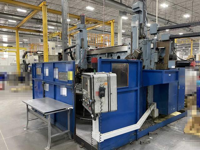 Betts Twin CNC Vertical Boring Mill, Fanuc 18-TT, Dual Ram, 4-Axis, FINCOR DC Drive, 47,586 Hours