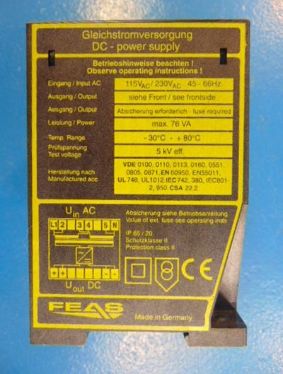 Feas PSLC243 GLEICHSTROMVERSORGUNG POWER SUPPLY 24v