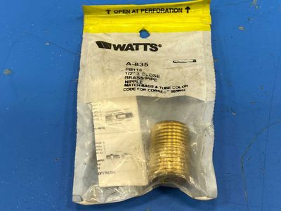 Watt A-835 PB113 1\2"xClose Brass Pipe Nipple Watts