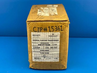 Emerson / SOLA HS1F750B 240/480VAC 120/240VDC Hevi-Duty Low Voltage General Purpose Transformer (Factory Sealed)
