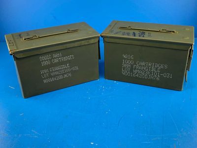Pack of 2 - Ammo Can U.S. Military Surplus AA16(Stamped) 9mm Frangible (Stencil) Grade 3