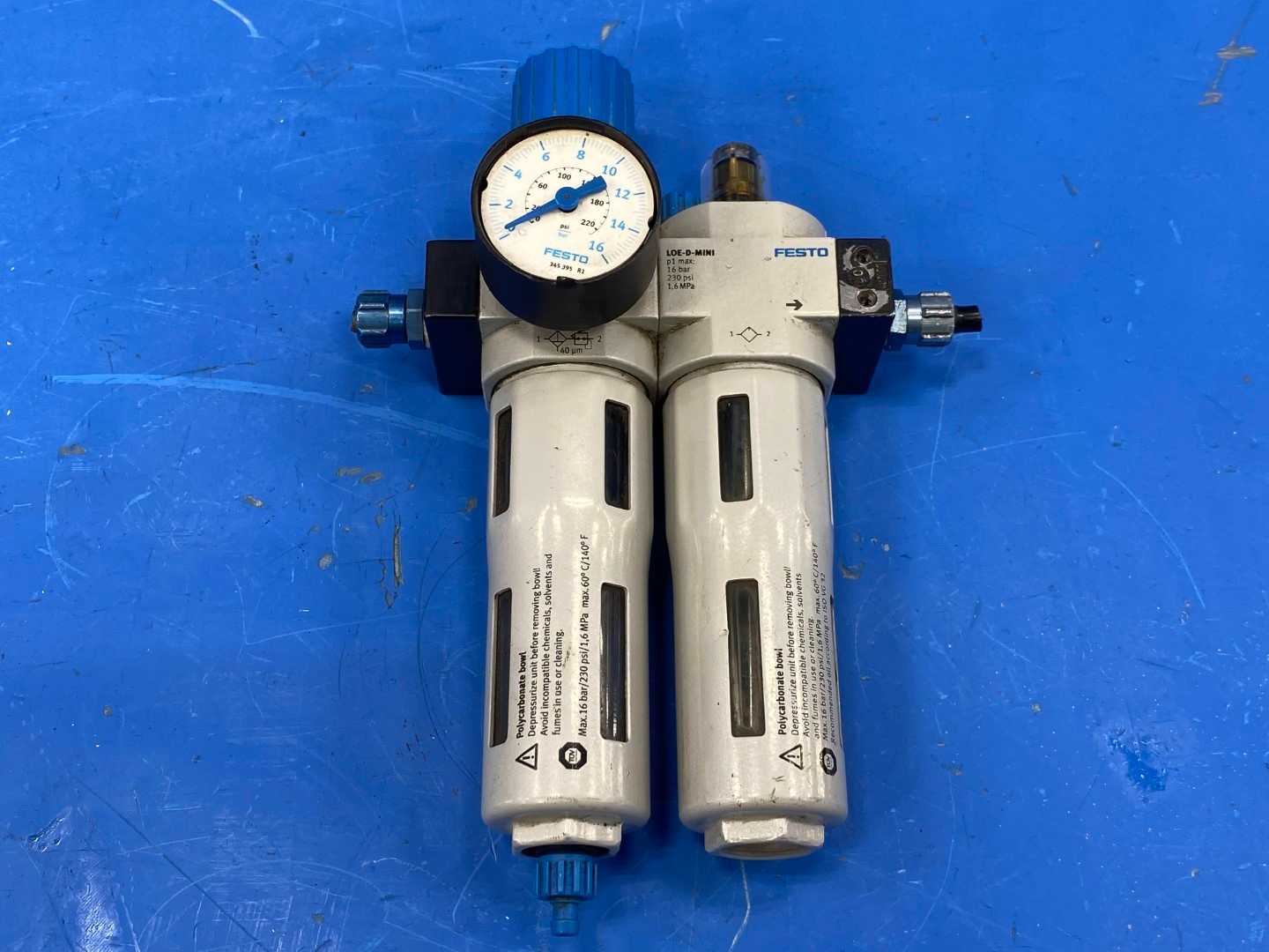 Festo LFR-D-MINI / LOE-D-MINI & Air Regulator & Lubricator 230PSI