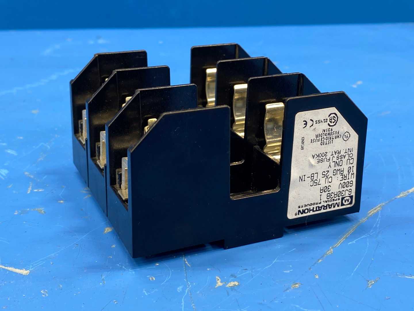 Marathon Special Products R6J30A3B 1 6J30A3B 1 FUSE BLOCK 30A, 600V, 3 POLE CLASS J FUSE HOLDER