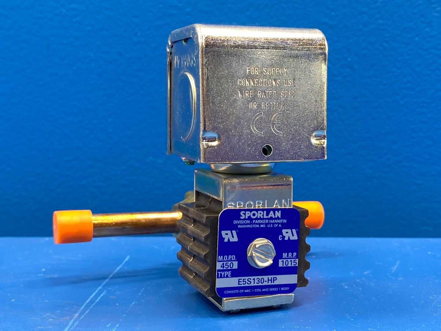 Sporlan E5S130-HP Solenoid Valve 3/8" ODF Solder Connections w/ MKC-1 Coil Assembly 24/50-60 JAQ
