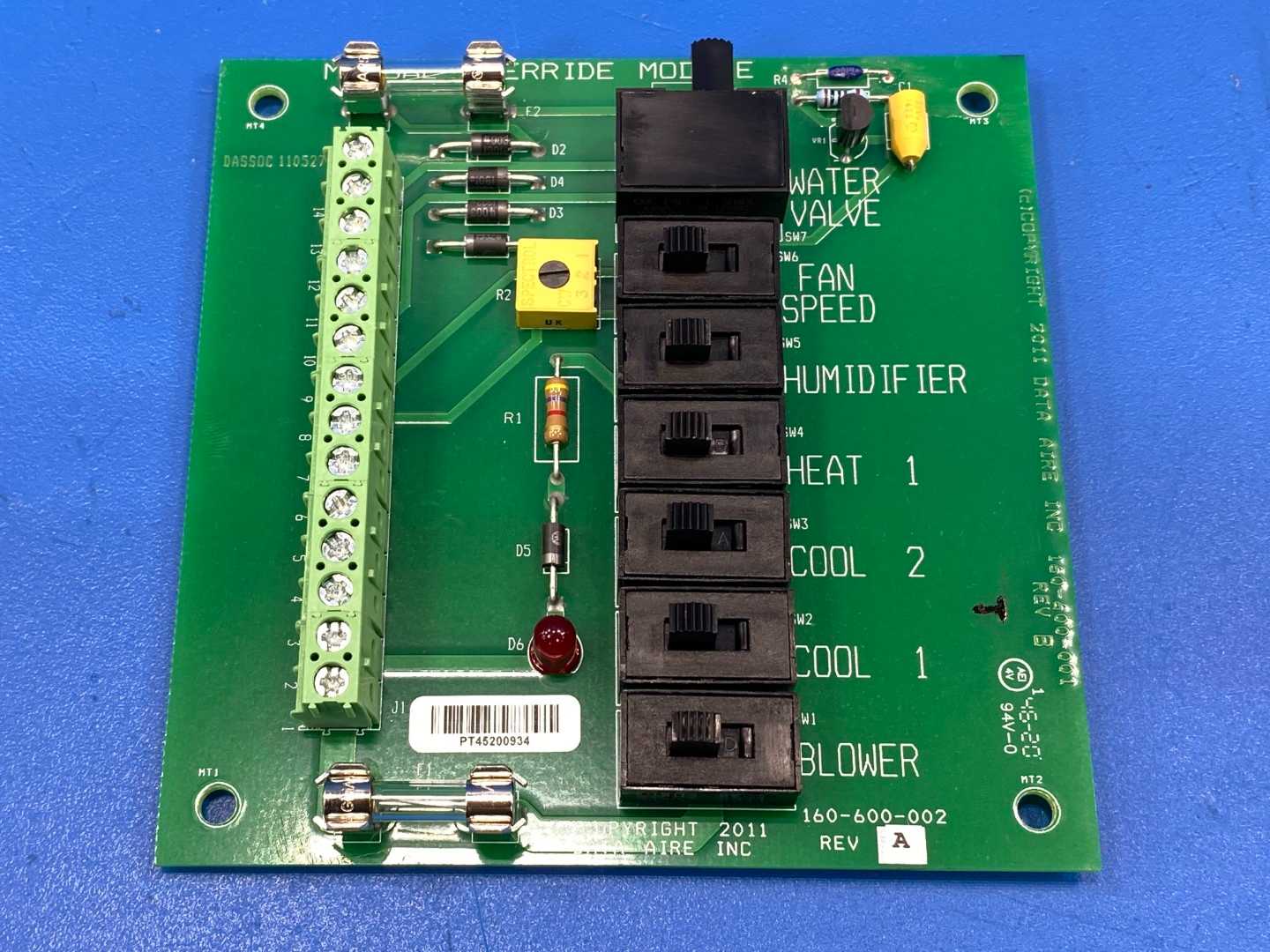 Data Aire Inc. 160-600-002 Rev. A Manual Override Module for Dap4 Control System