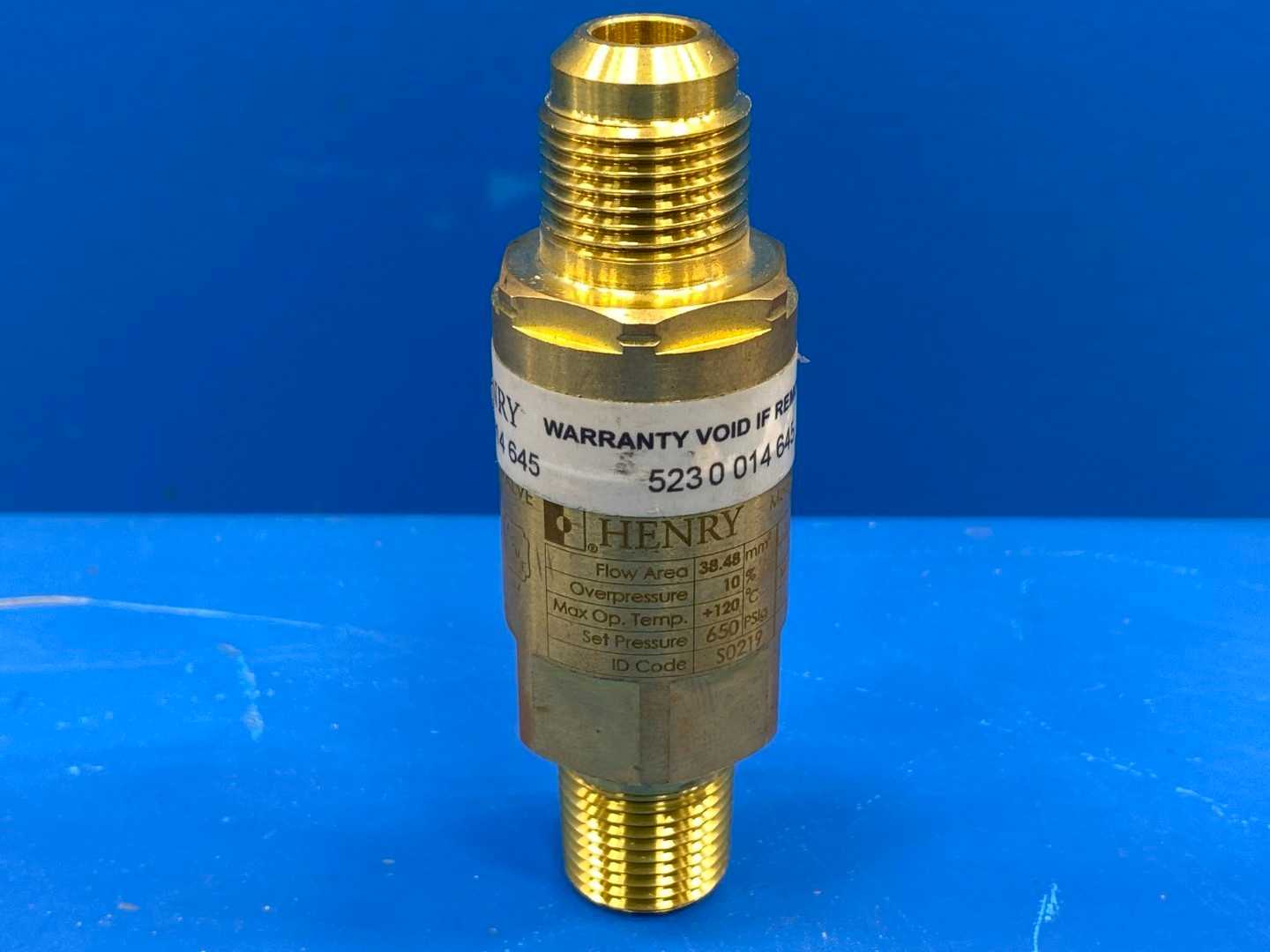 Henry 5231BX Pressure Relief Valve X Series 1/2" 650 PSIG Brass Straight-Thru Type