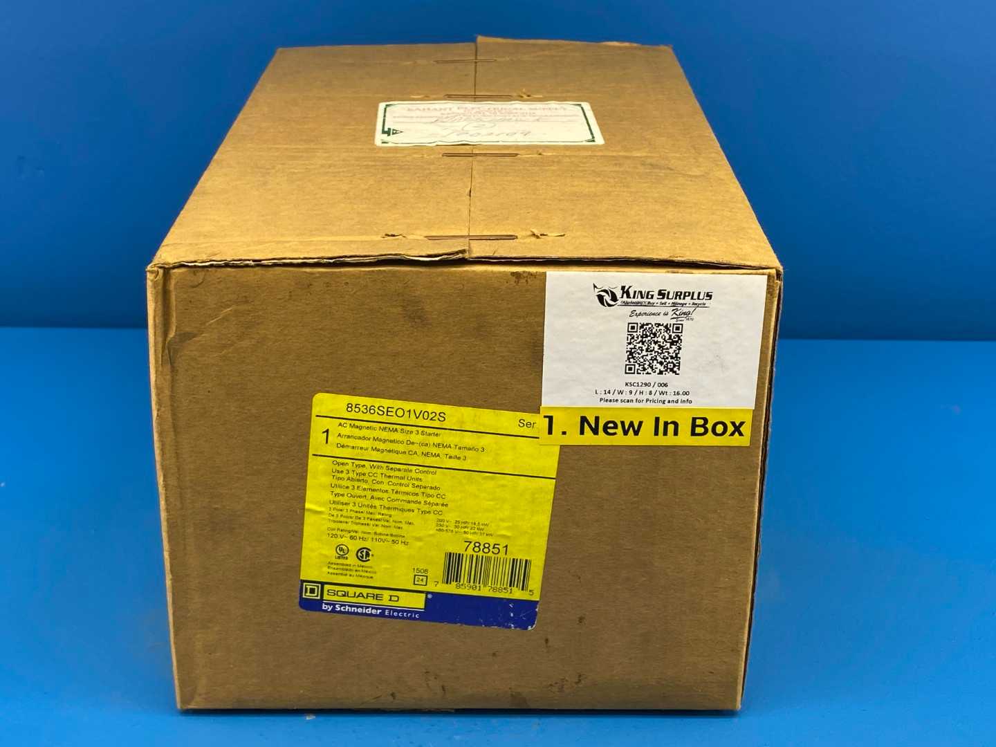 Schneider Electric 8536SEO1V02S AC Magnetic NEMA Size 3 Starter