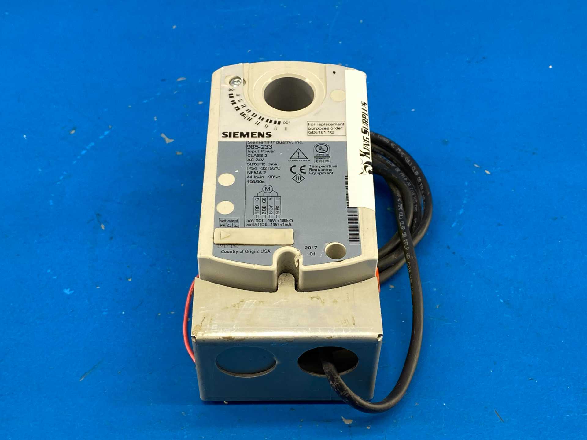 Siemens GDE161-1Q GDE161.1Q (985-233) OpenAir Electronic Damper Actuator Non-Spring Return Rotary 24VAC 50/60Hz 3VA 44lb-in